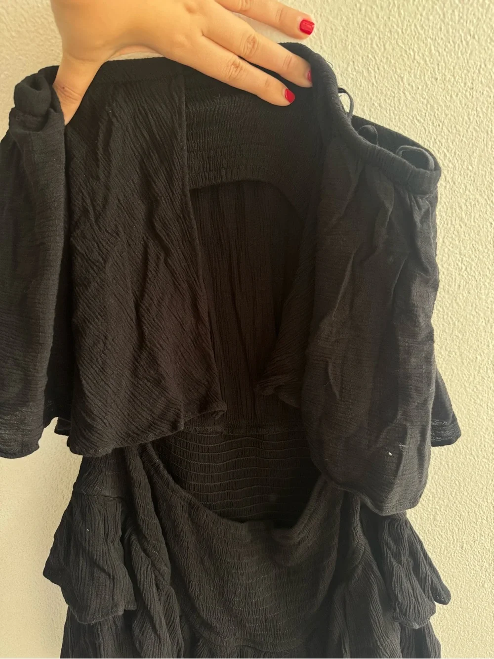 Black ruffle romper
